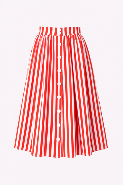 Marinna Red Stripe Swing Skirt