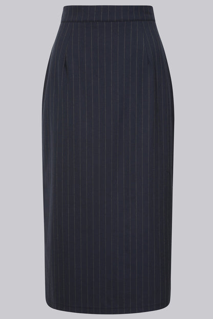 Posey Navy Pinstripe Pencil Skirt