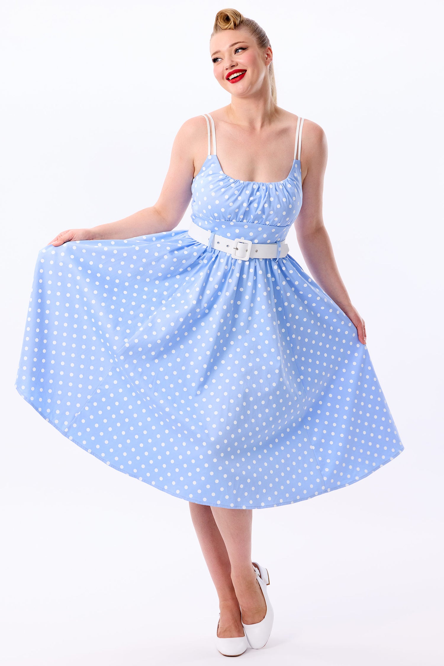 COLLECTIF Women's Blue Polka Swing Dress, UK 18 COLLECTIF Women's Blue Polka Swing Dress, UK 18