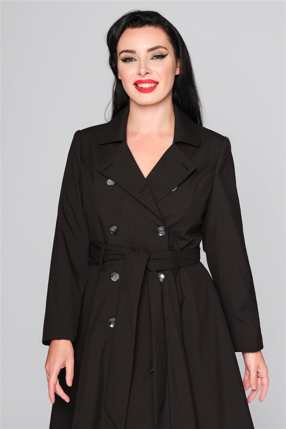 Trench Coat Womens Swing Coat Korrina Black Trench Coat Collectif