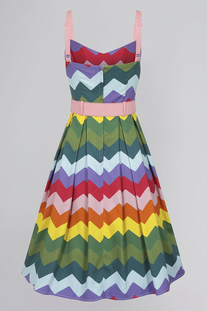 Dorothy Rainbow Chevron Swing Dress