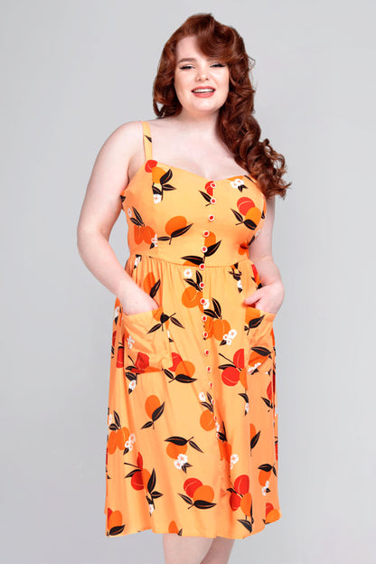 Kimberly Mid-Century Apricot Swing Dress