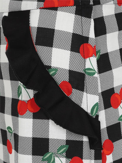 Emilia Gingham Cherries Frill Shorts