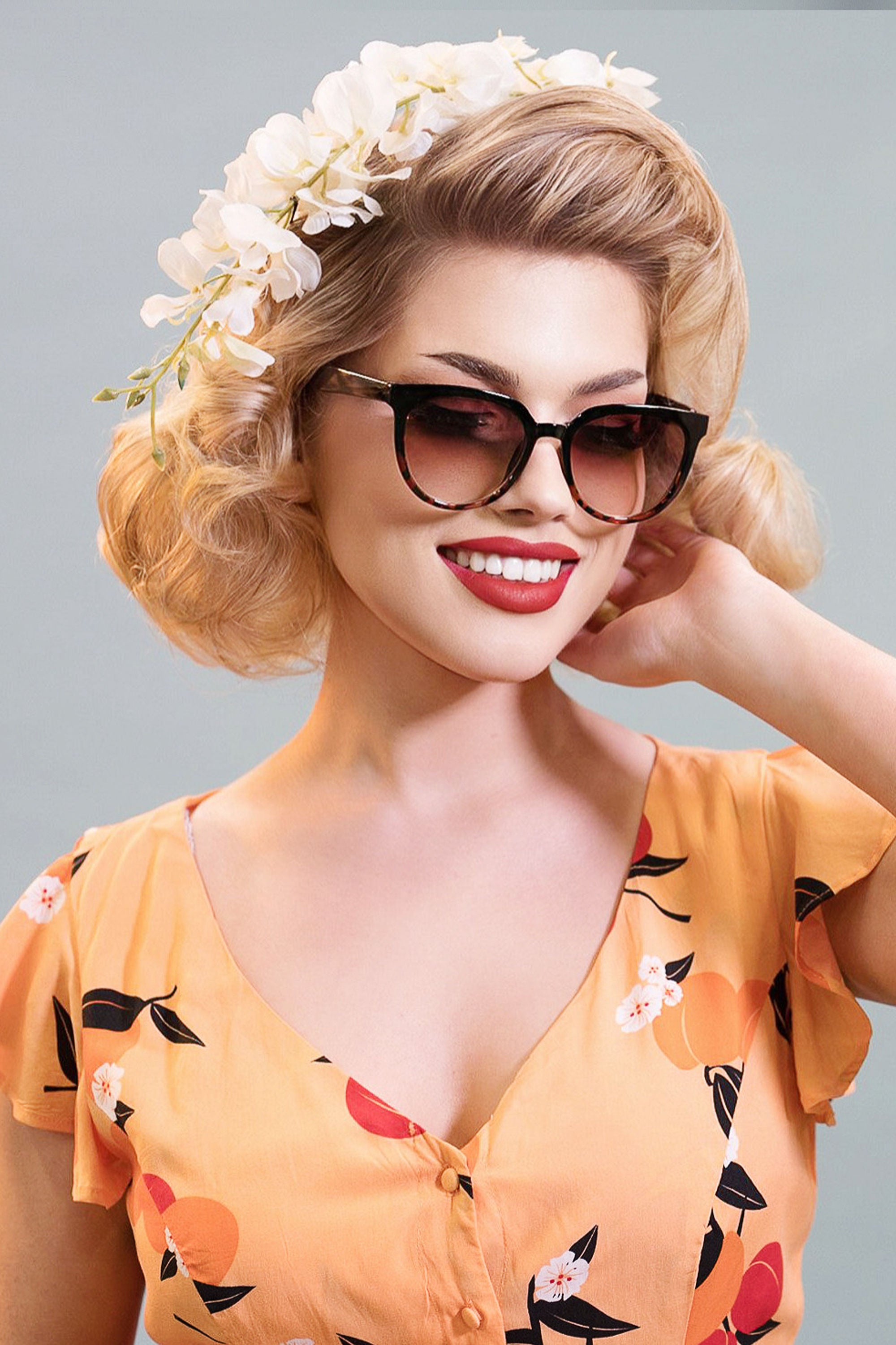 Thelma Mid-Century Apricot Maxi Dress