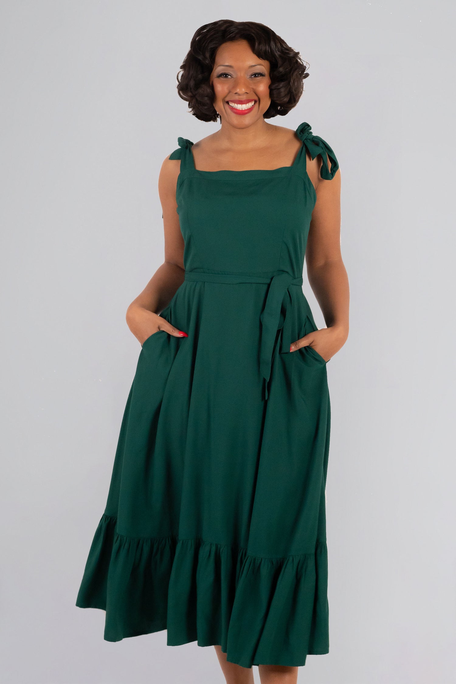 Katrina Emerald Plain Midi Dress | Collectif Vintage Katrina Emerald Plain Midi Dress | Collectif Vintage