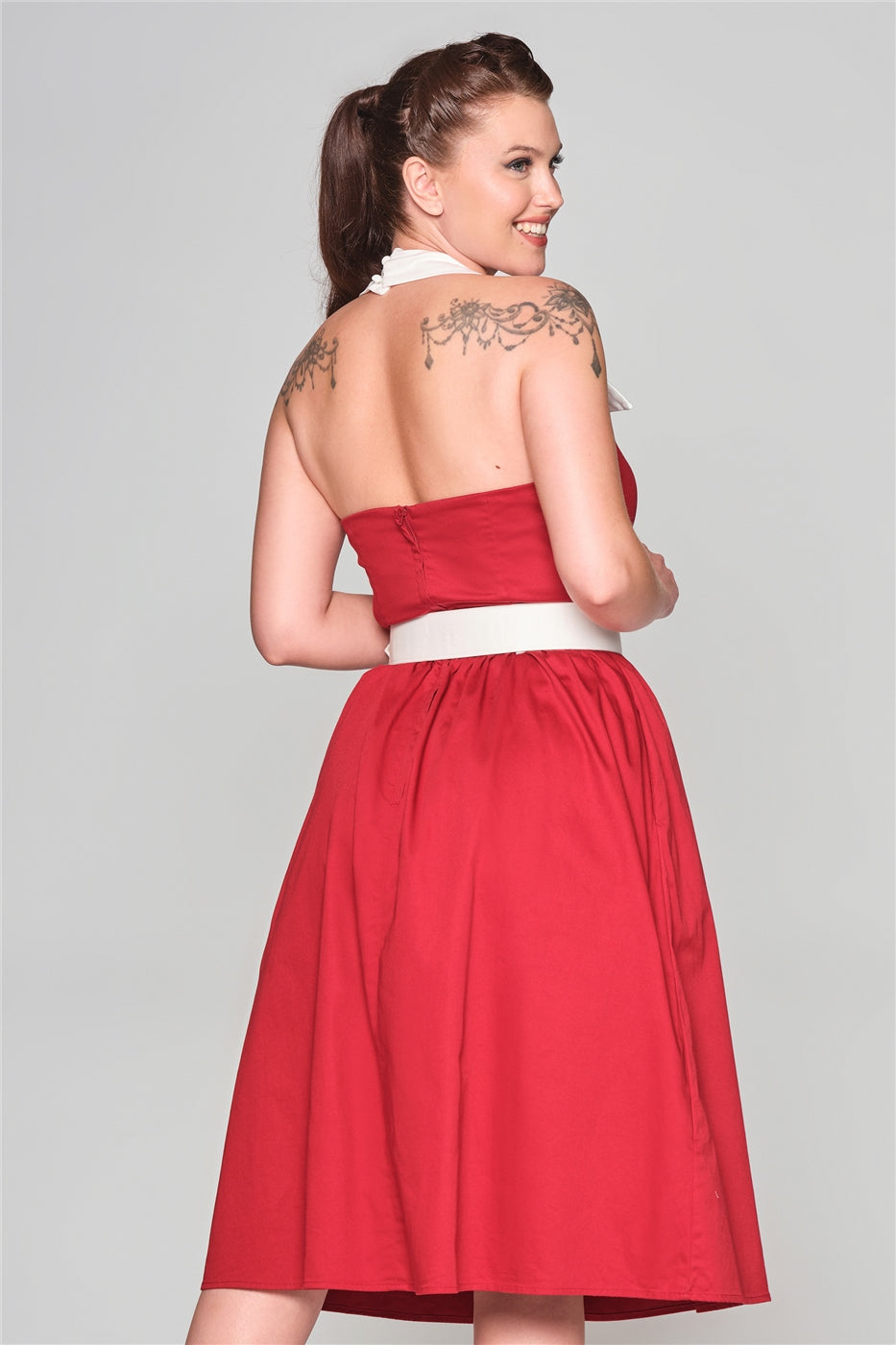 Waverly Red Plain Swing Dress | Collectif Vintage Waverly Red Plain Swing Dress | Collectif Vintage