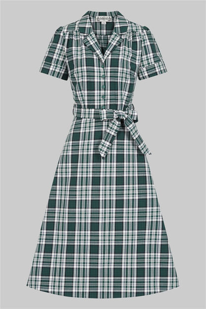Alexandrea Belted Emerald Check Dress