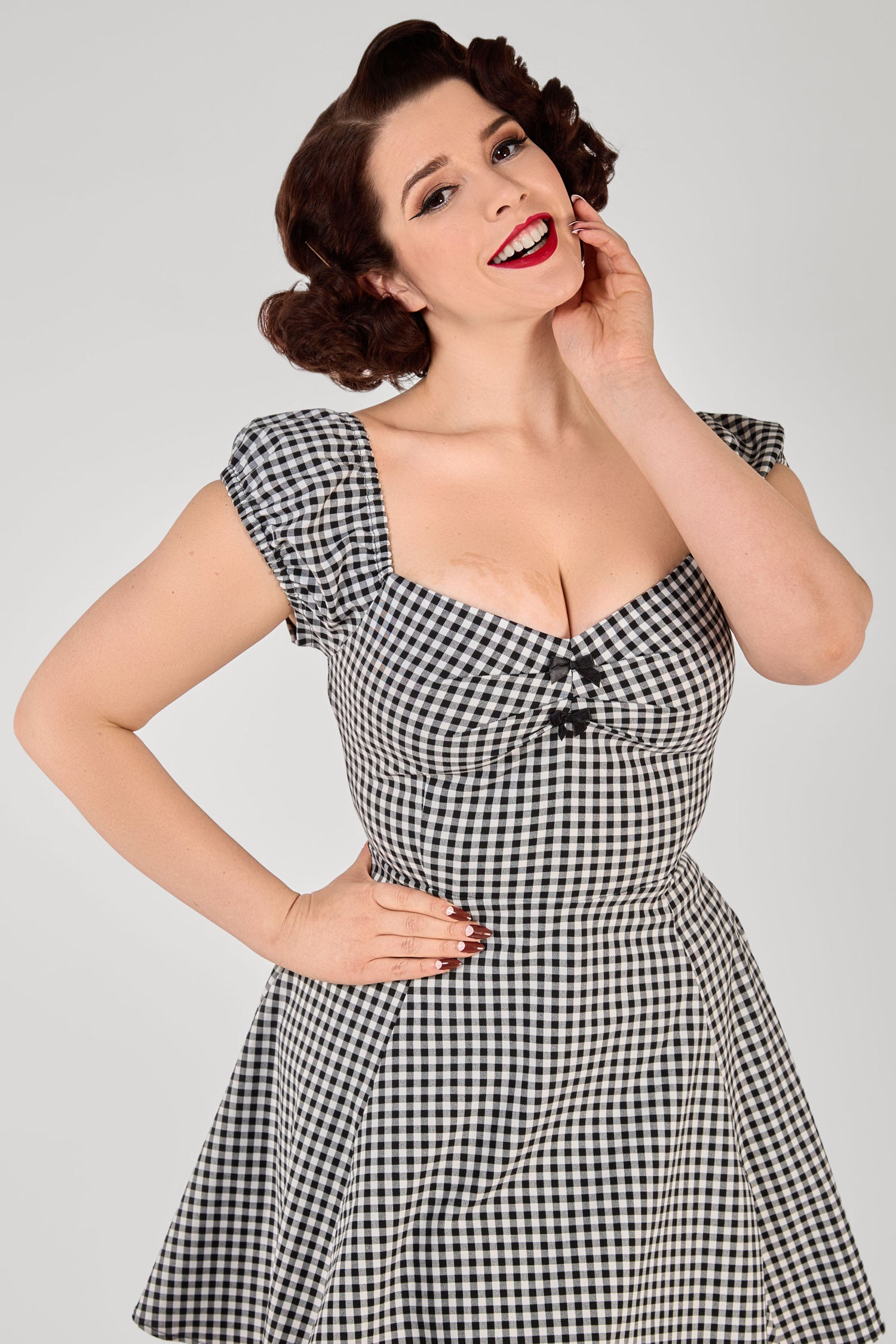 Collectif Vintage Inspired Black and White Gingham Mini Dress for Women, UK14 Collectif Vintage Inspired Black and White Gingham Mini Dress for Women, UK14