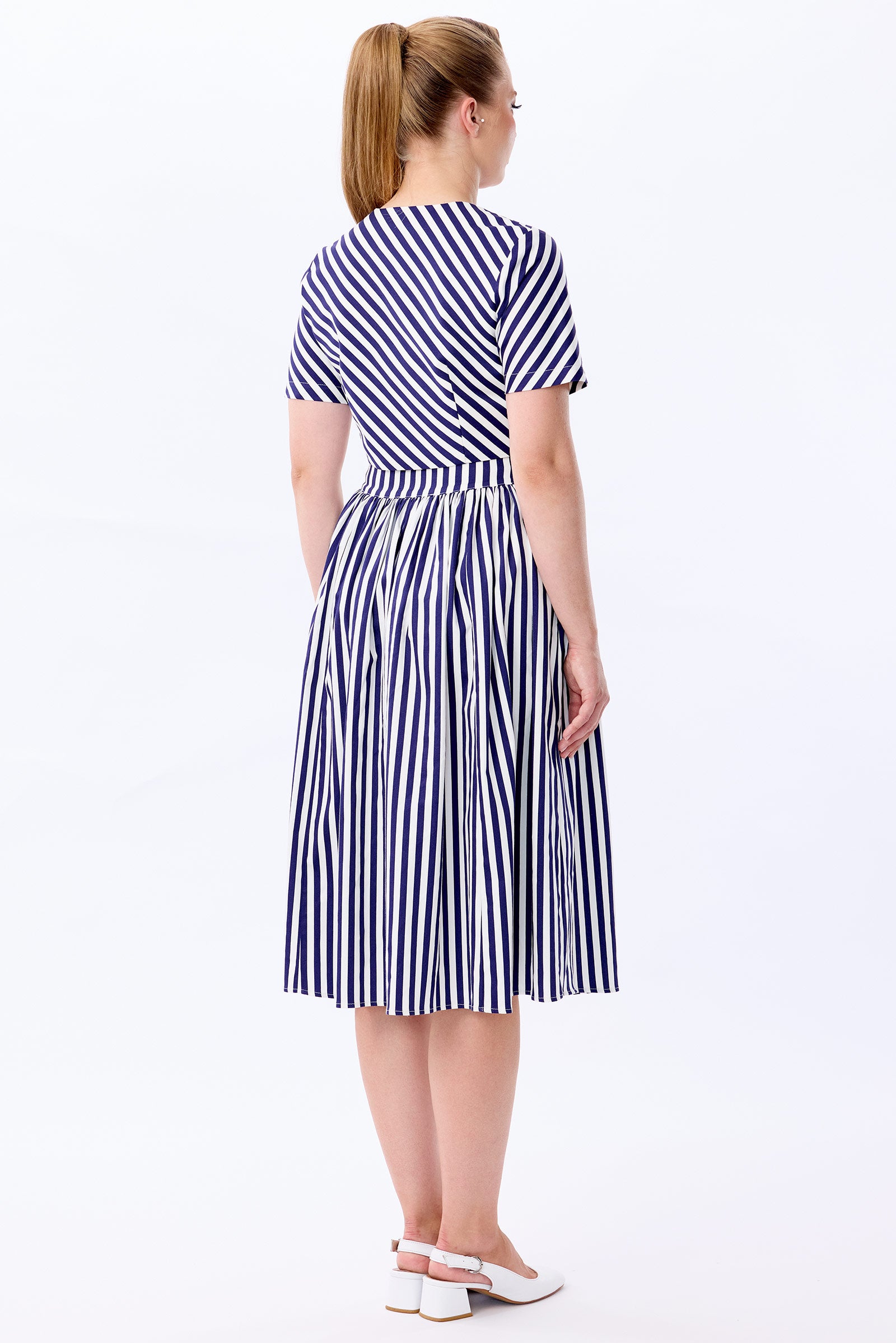 Marianna Navy Stripe Swing Skirt