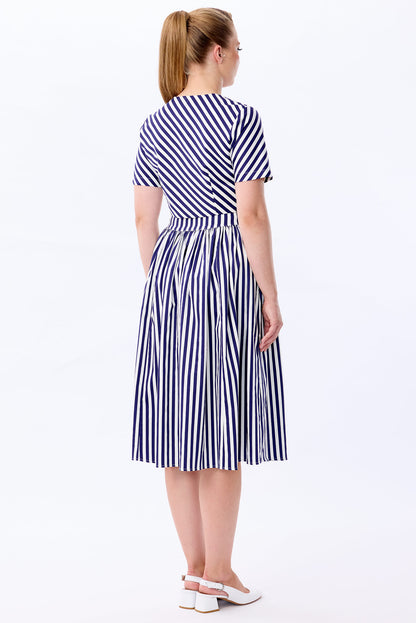 Marianna Navy Stripe Swing Skirt