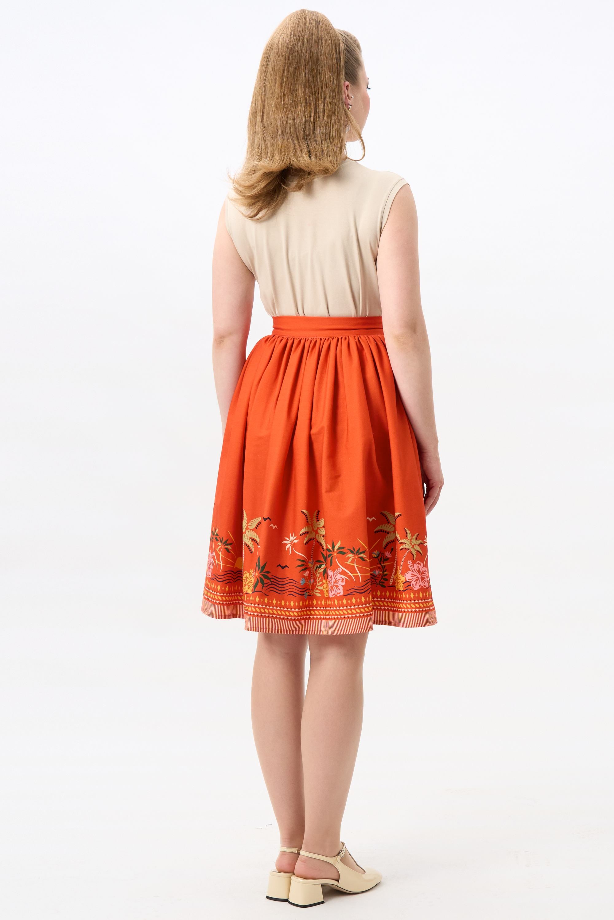 Marianna Tropical Sunset Swing Skirt
