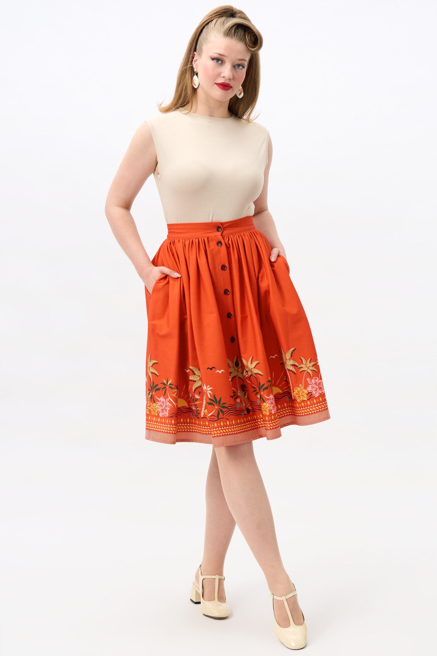 Marianna Tropical Sunset Swing Skirt