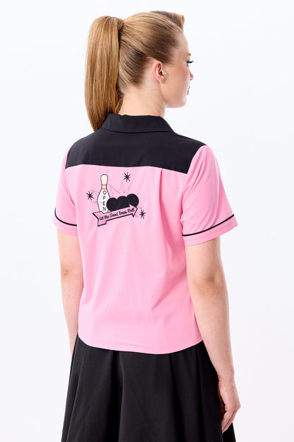 Rita Strike! Pink Black Bowling Shirt