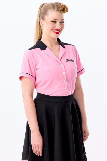 Rita Strike! Pink Black Bowling Shirt