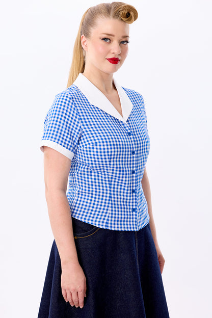 Taylor Gingham Blue Blouse