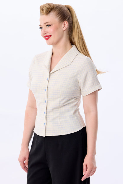 Taylor Grid Check Blouse Ocean