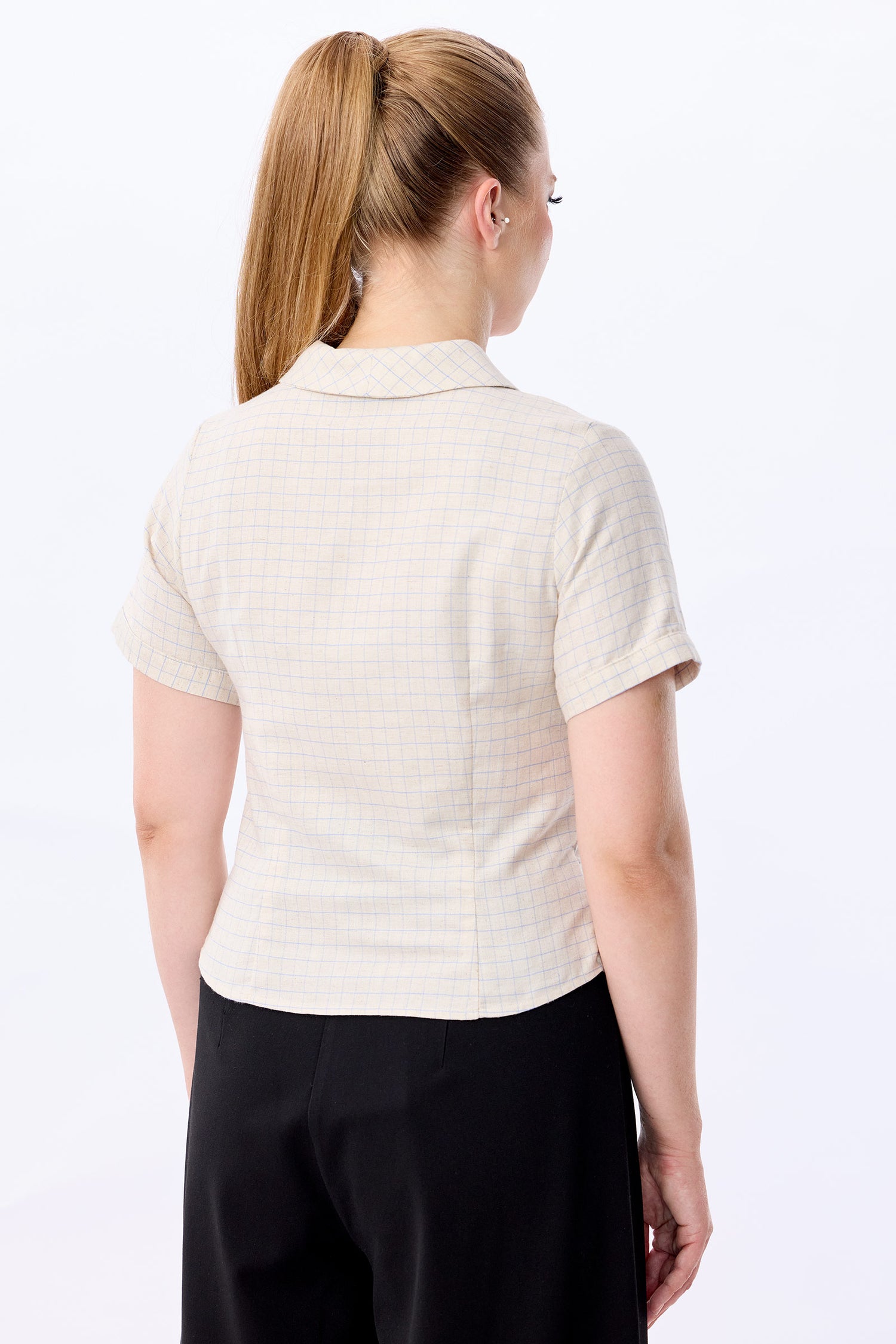 Taylor Grid Check Blouse Ocean