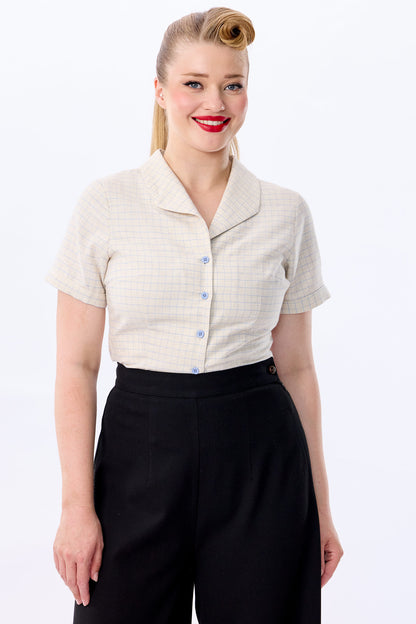 Taylor Grid Check Blouse Ocean