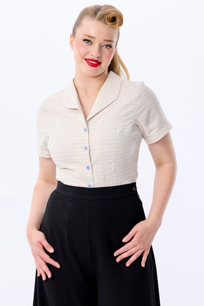 Taylor Grid Check Blouse Ocean