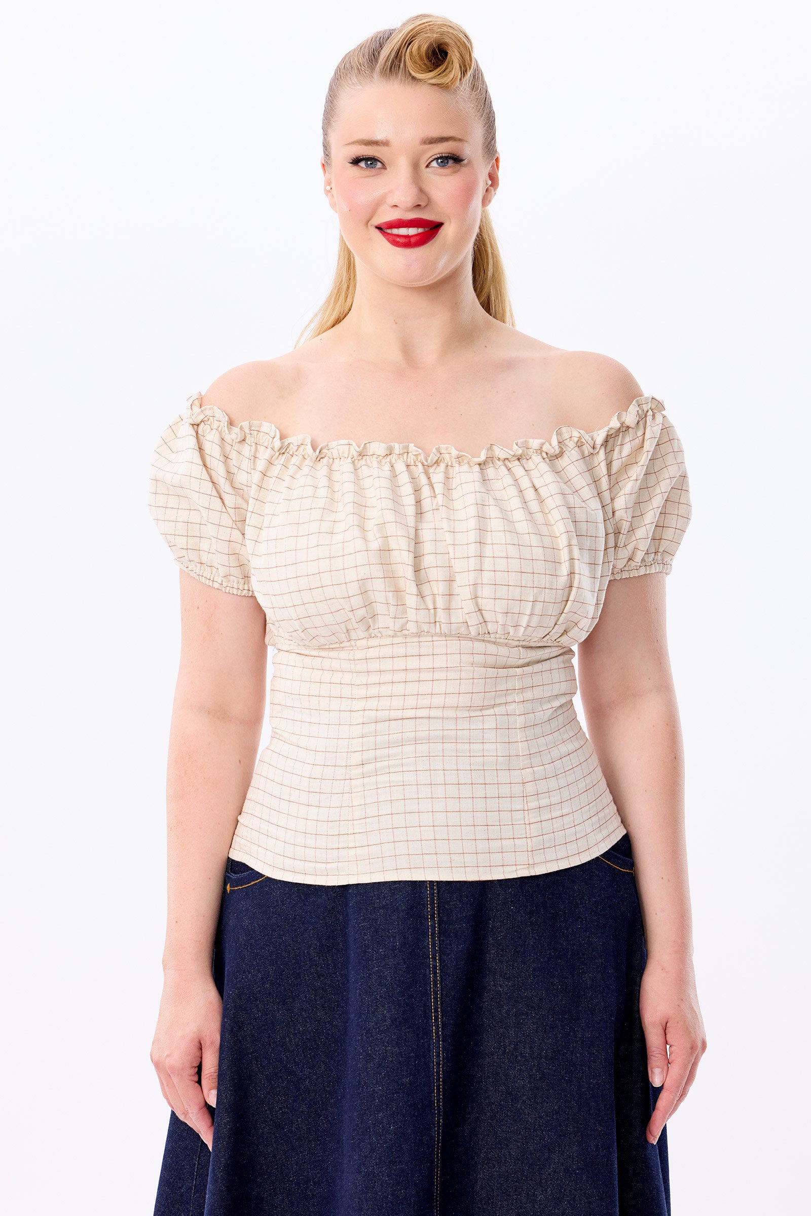 Viviana Grid Check Top Desert