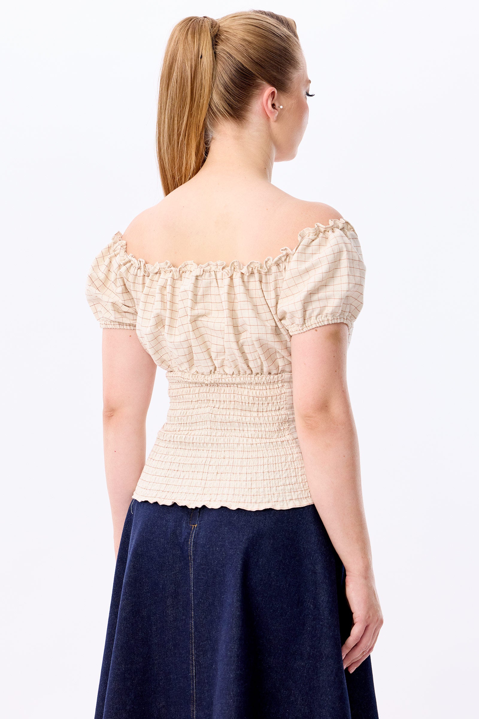 Viviana Grid Check Top Desert
