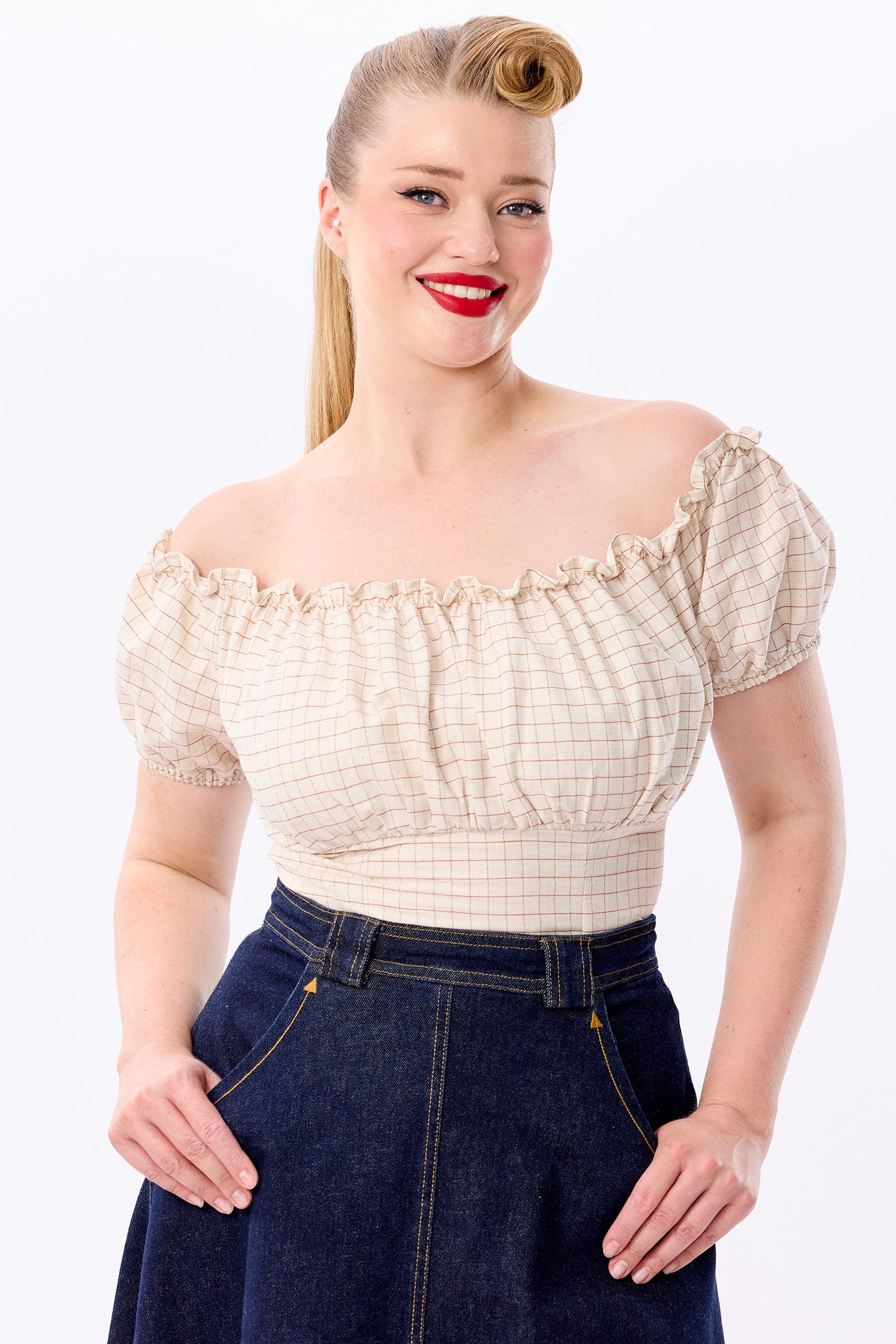 Viviana Grid Check Top Desert