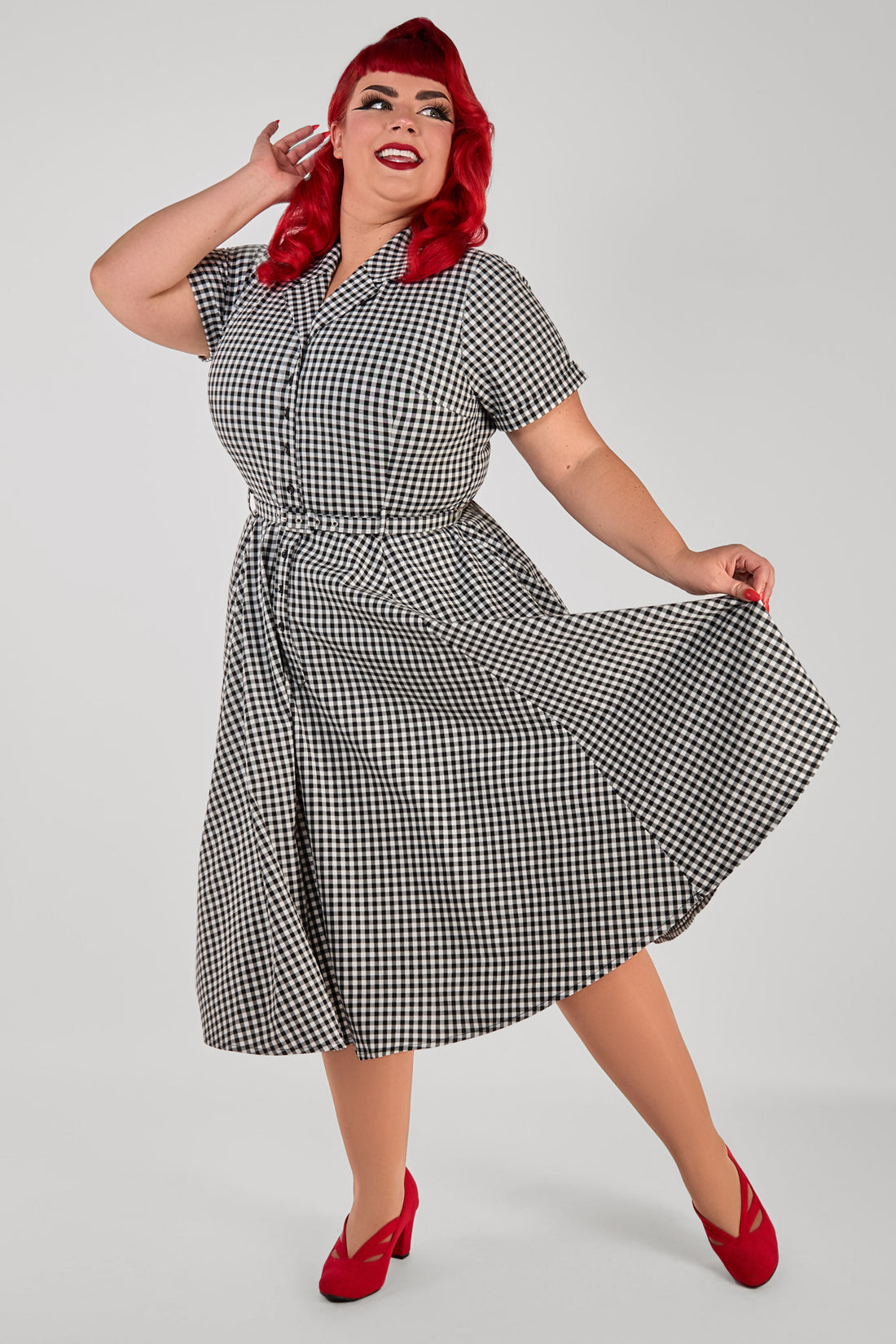 Caterina Black Gingham Swing Dress