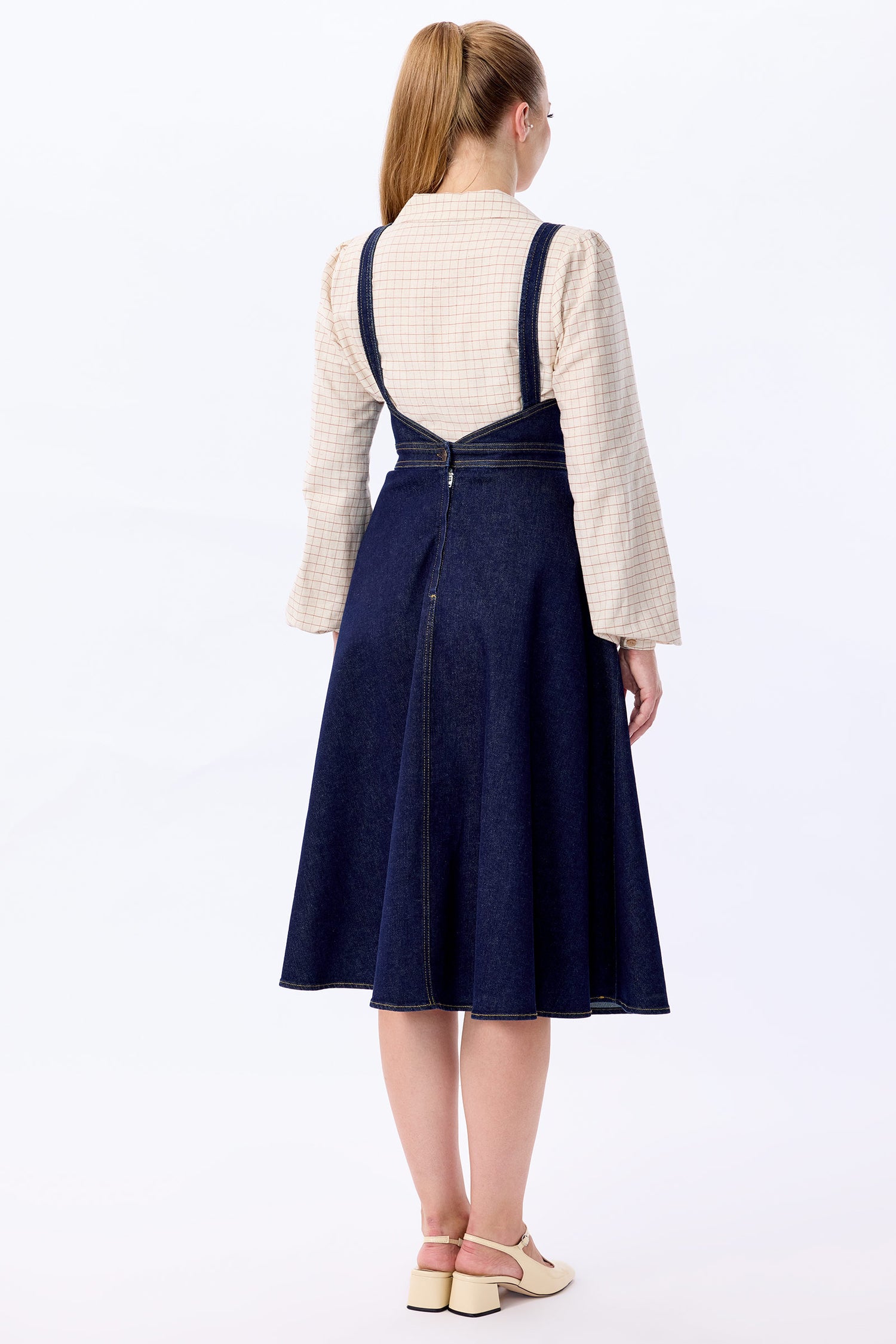 Gina Denim Pinafore Flared Dress Gina Denim Pinafore Flared Dress