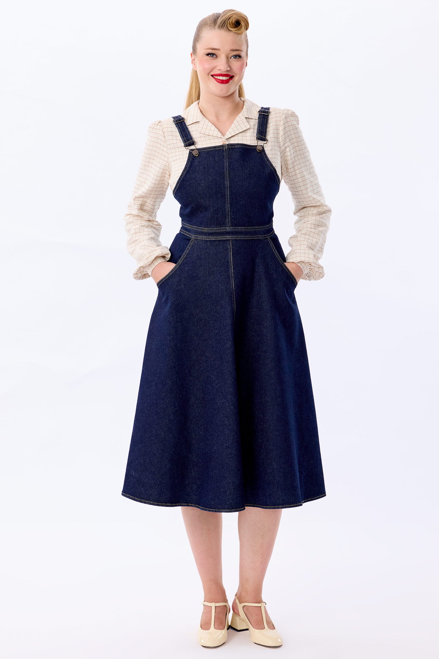 Gina Denim Pinafore Flared Dress Gina Denim Pinafore Flared Dress