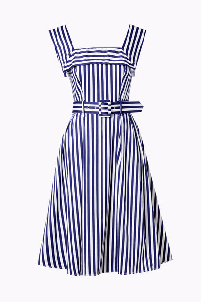 Gemmi Navy Stripe Swing Dress