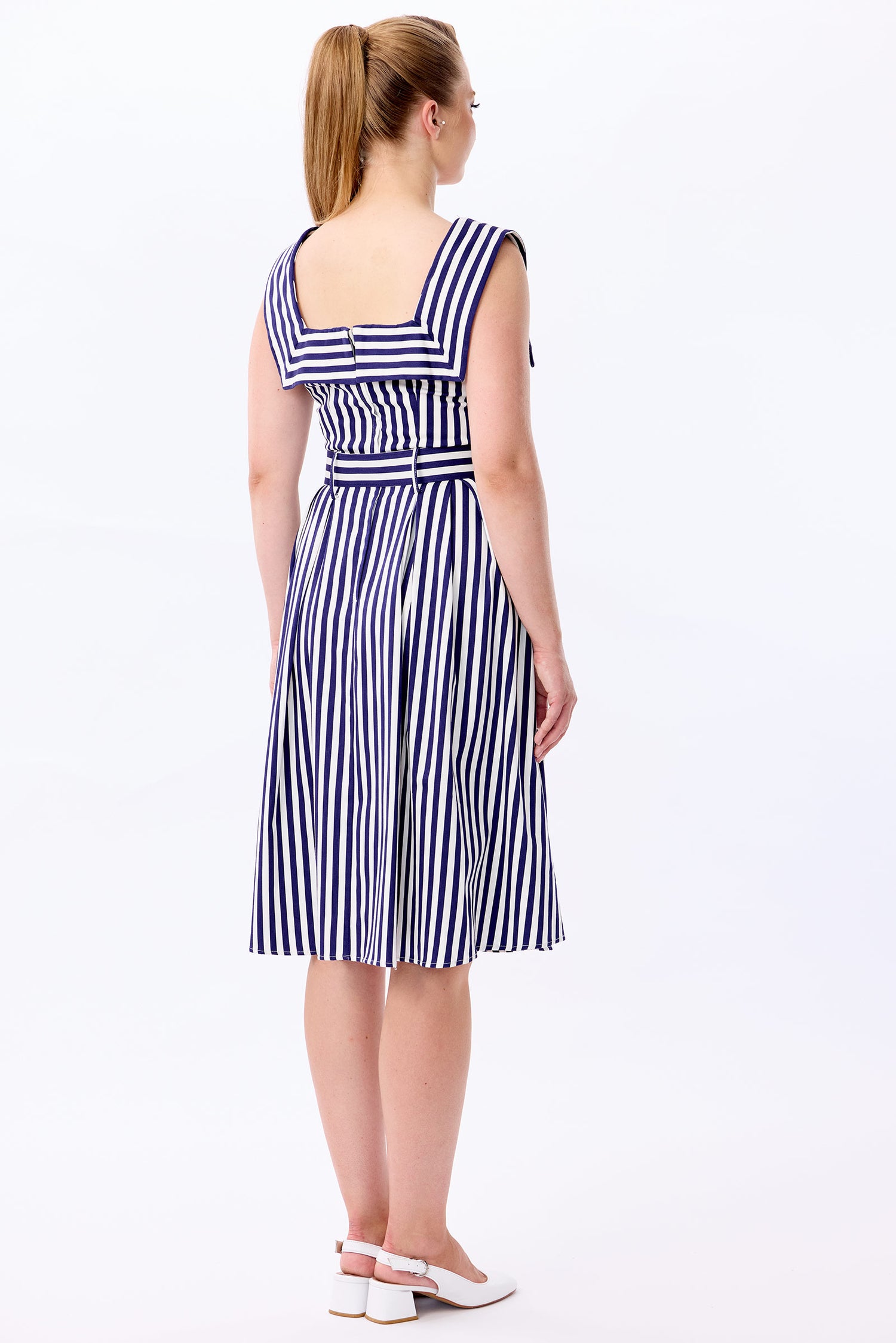 Gemmi Navy Stripe Swing Dress