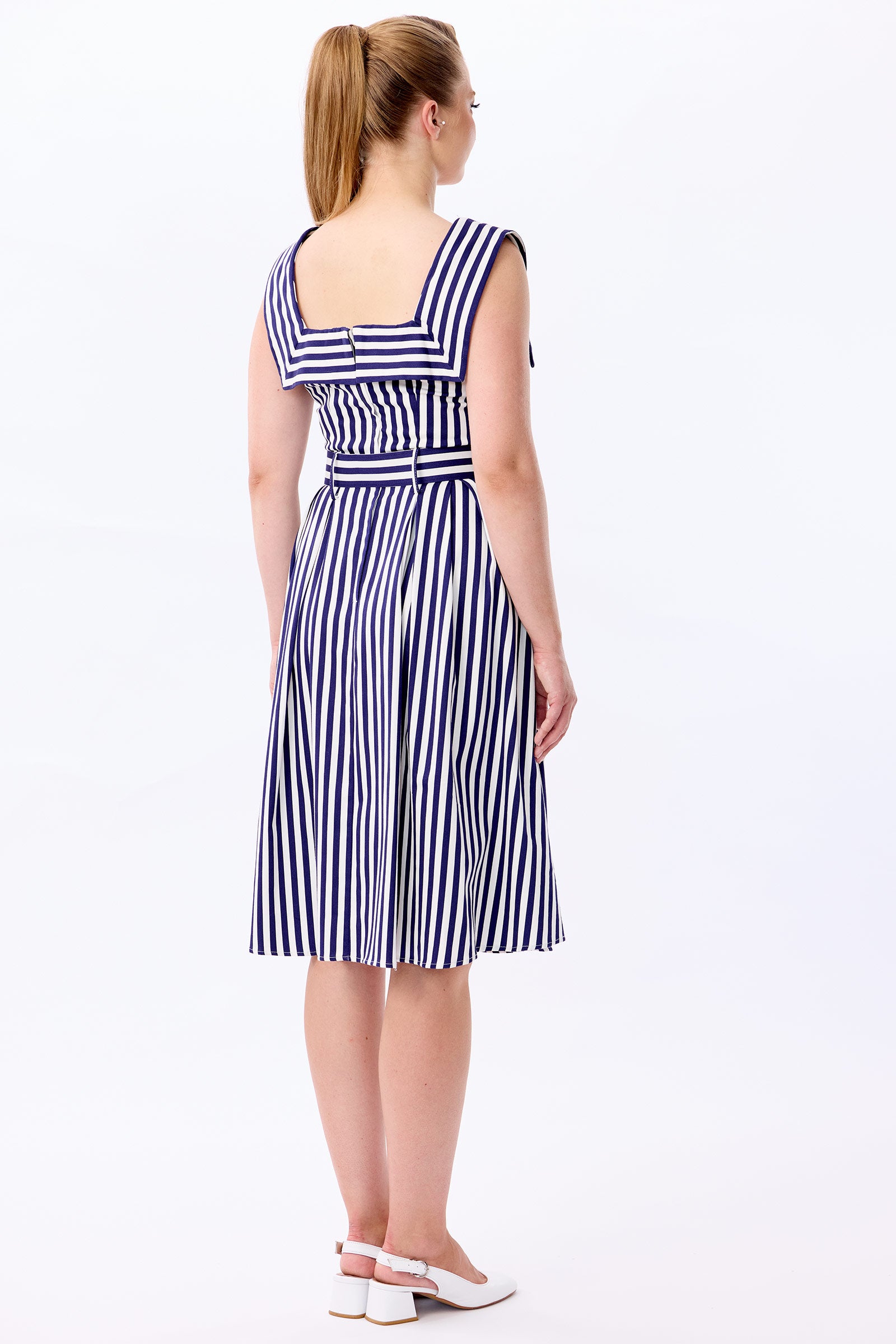 Gemmi Navy Stripe Swing Dress