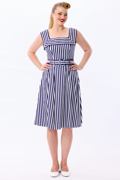 Gemmi Navy Stripe Swing Dress
