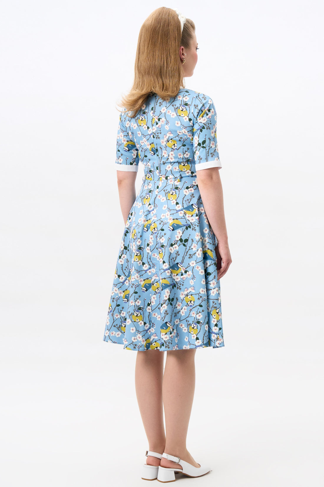 Sandy Blossom Birds Swing Dress