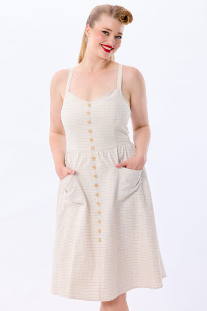 Kimberly Grid Check Swing Dress Ocean