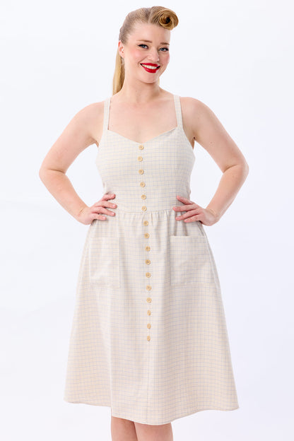 Kimberly Grid Check Swing Dress Ocean