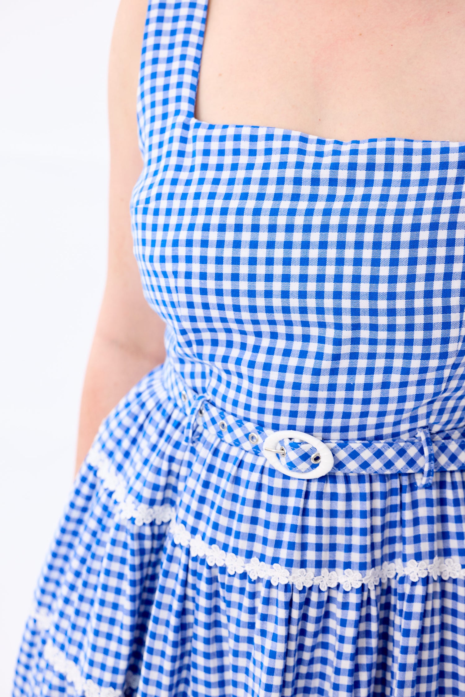 Erina Blue Gingham Tiered Dress