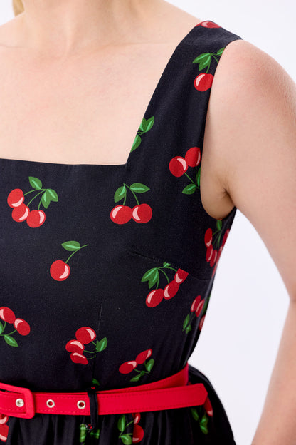 Erina 50s Cherries Tiered Dress