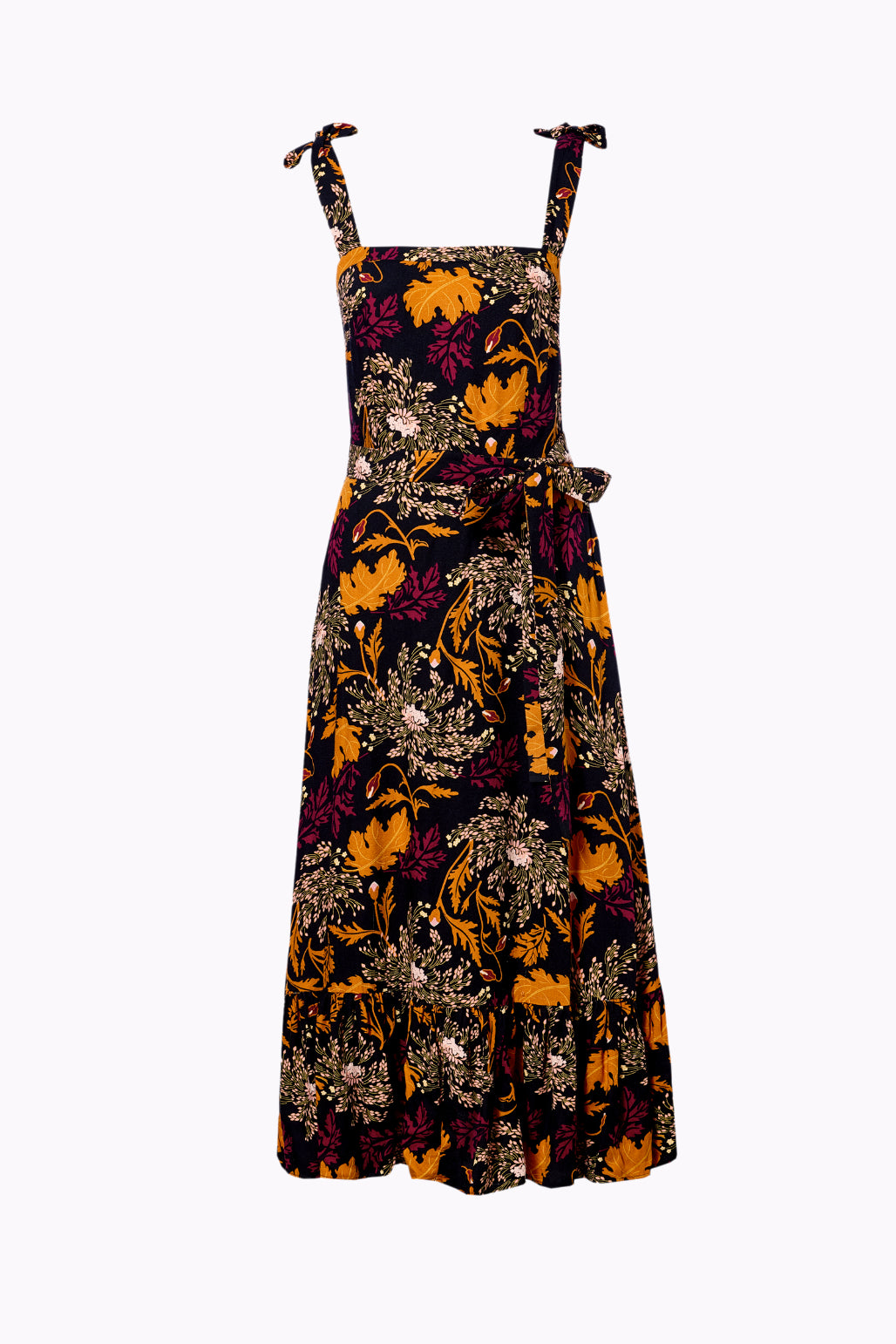Katrina Gold Leaf Flared Maxi Dress