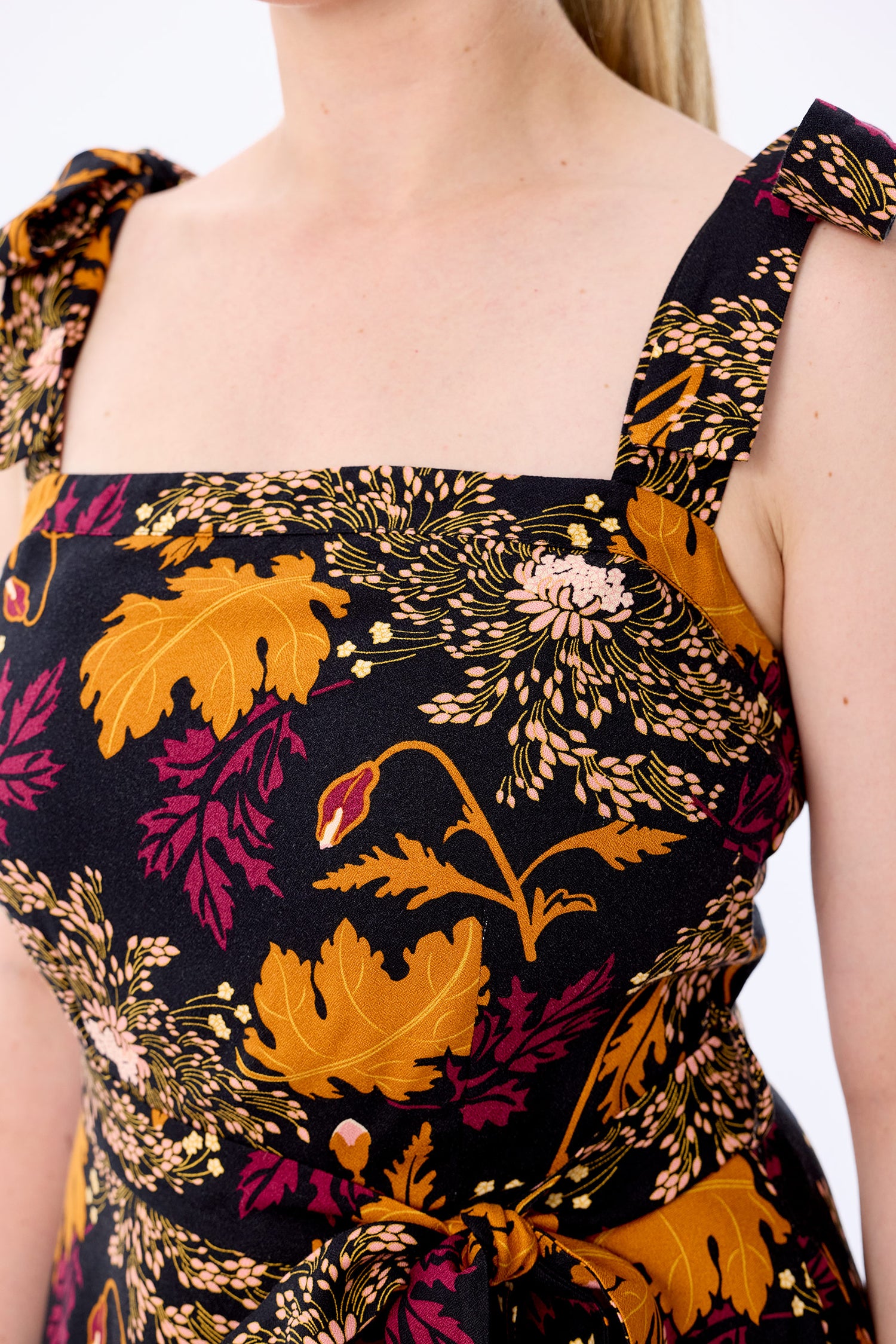 Katrina Gold Leaf Flared Maxi Dress Katrina Gold Leaf Flared Maxi Dress