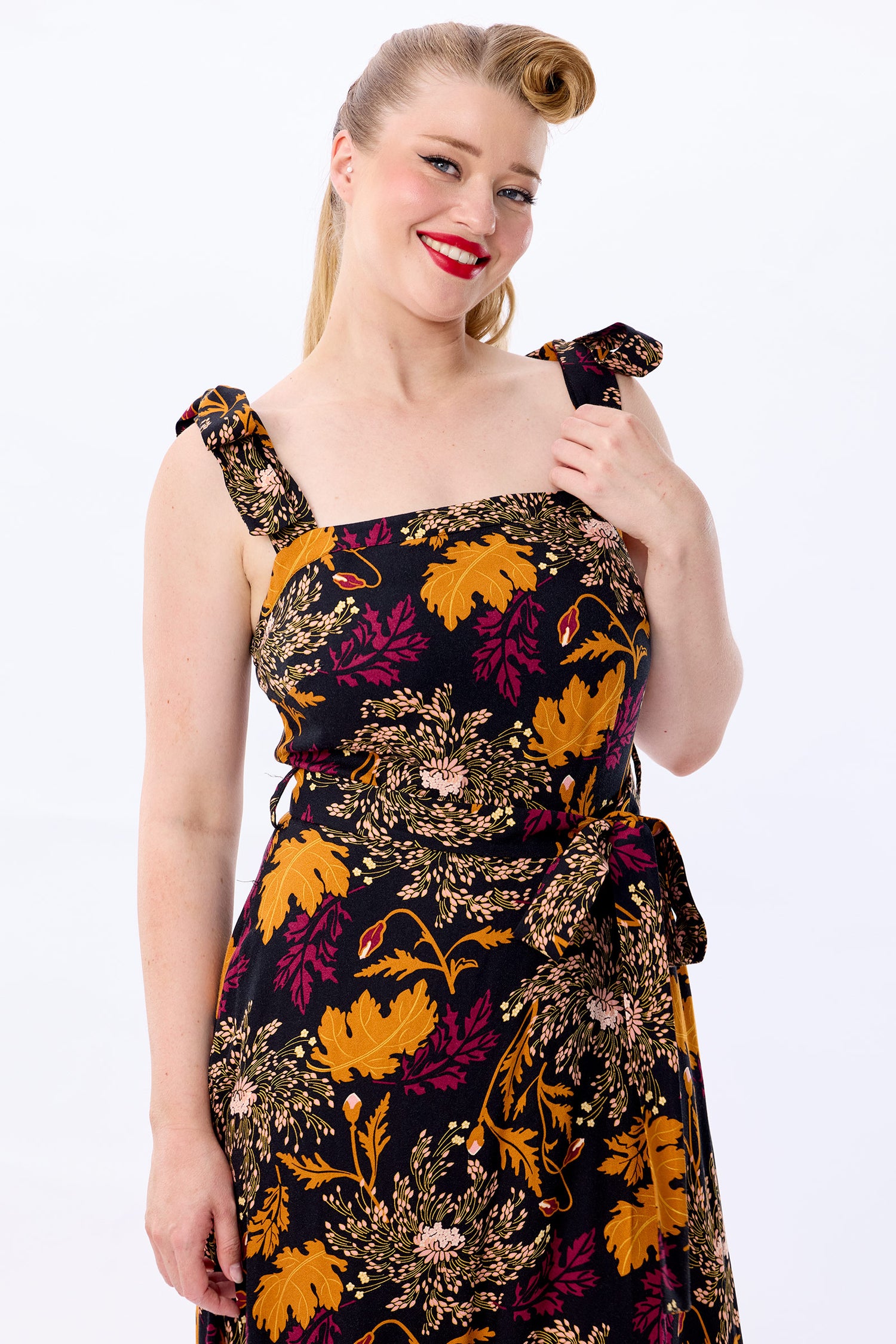 Katrina Gold Leaf Flared Maxi Dress Katrina Gold Leaf Flared Maxi Dress