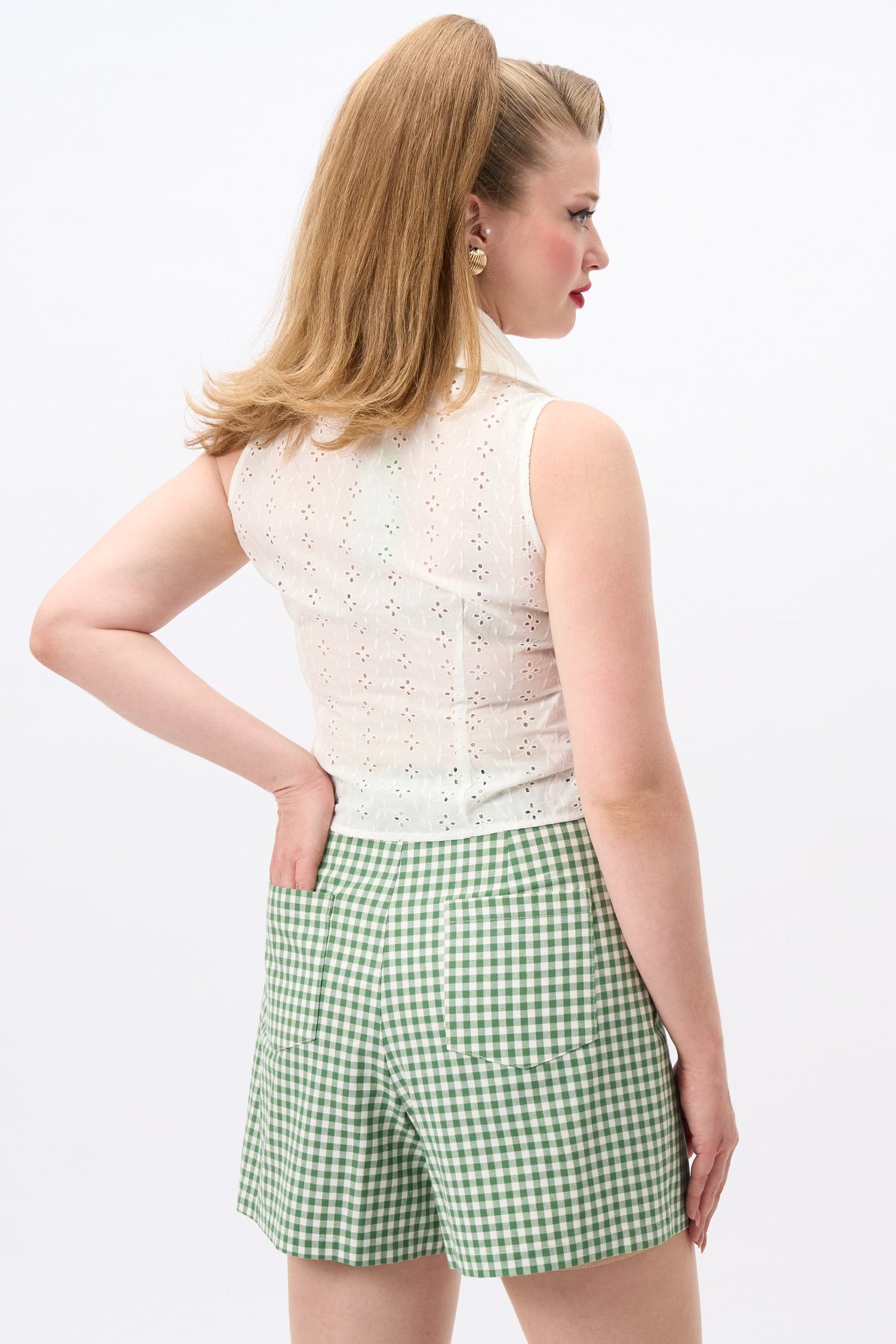 Cerci Gingham Green Shorts