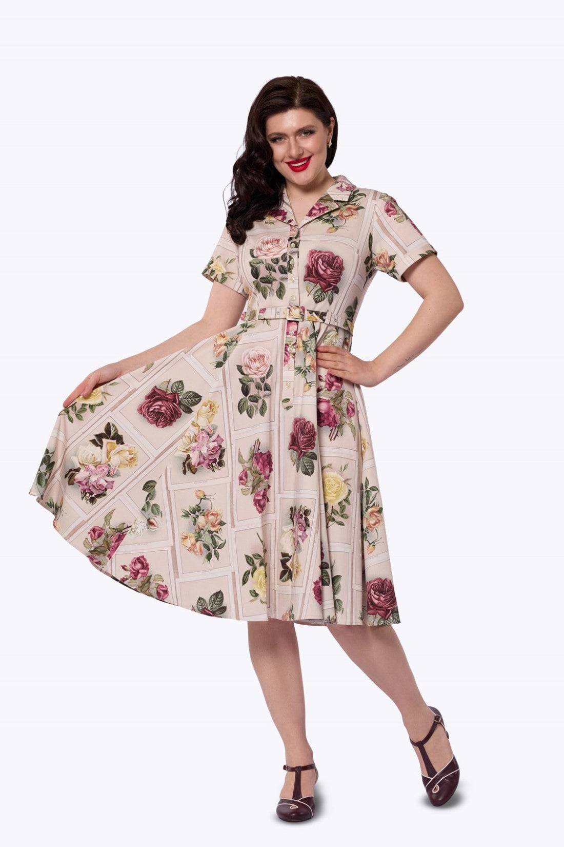 Caterina Framed Roses Swing Dress