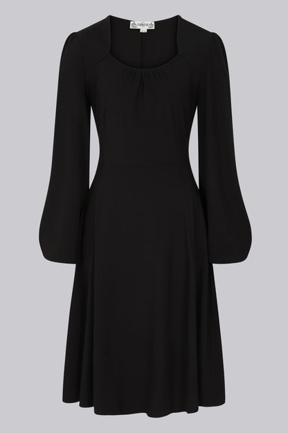 Leslie Black Balloon Sleeve Jersey Dress