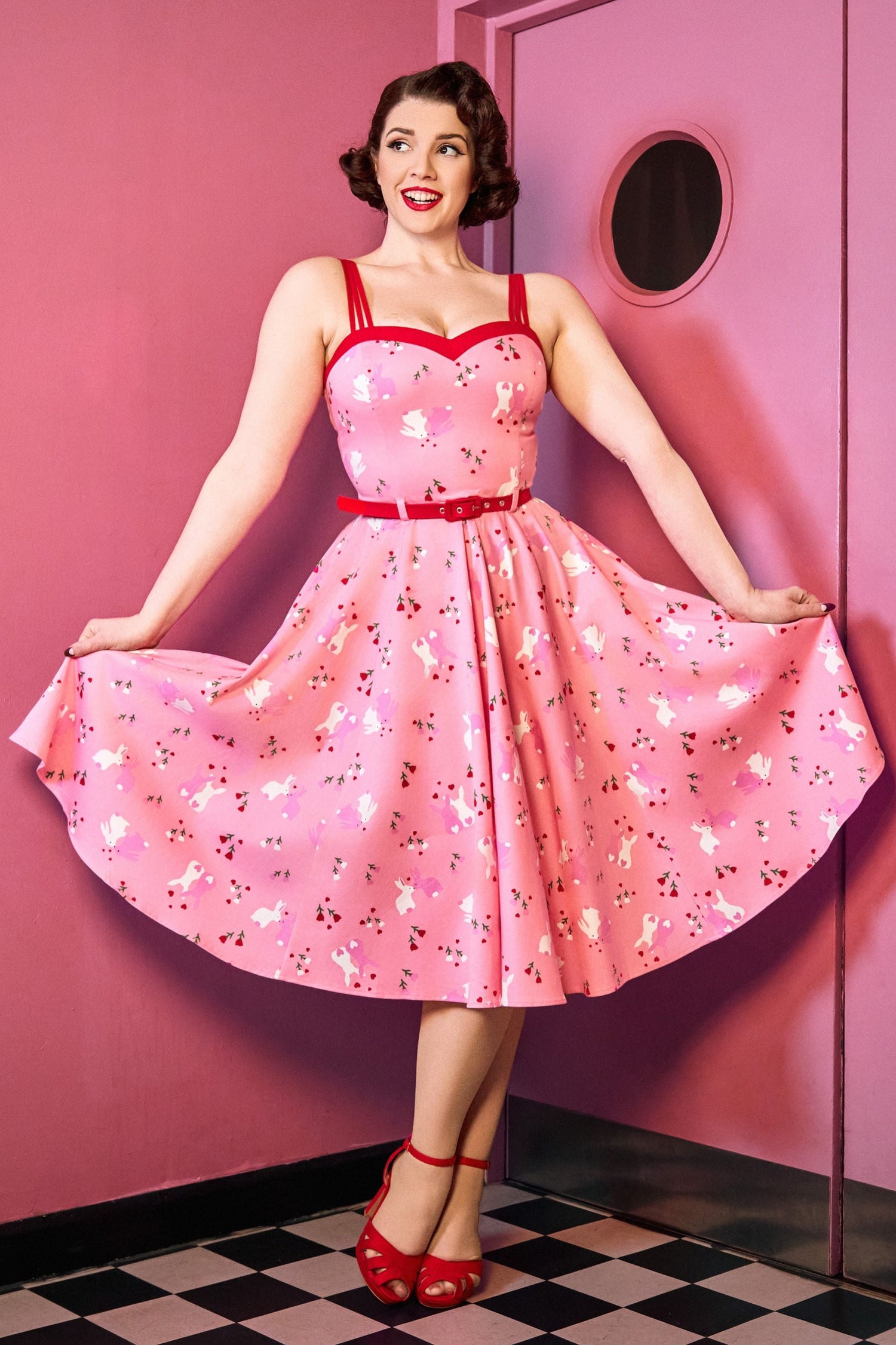 pink bunny dress Pink Bunny in Yellow Coat Dress