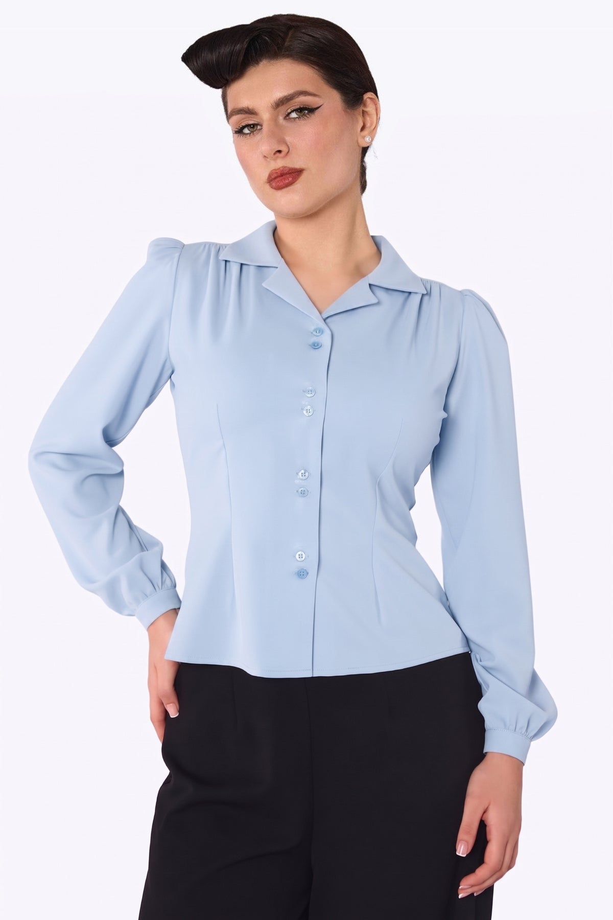 Pepper 40s Blouse Powder Blue