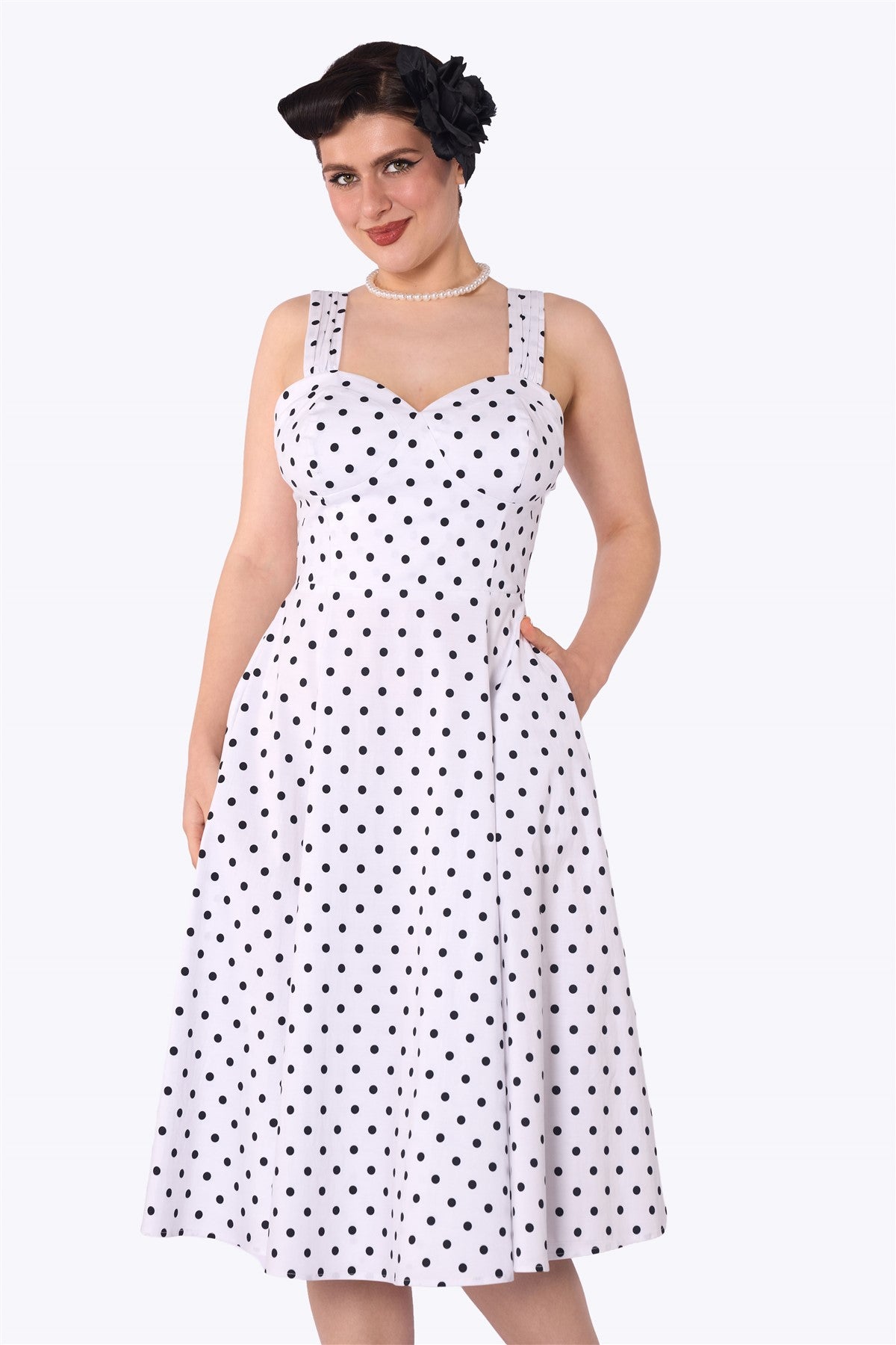 Noble White Polka Swing Dress