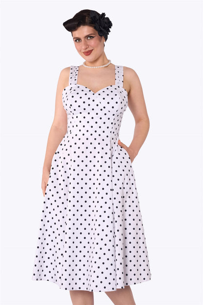 Noble White Polka Swing Dress