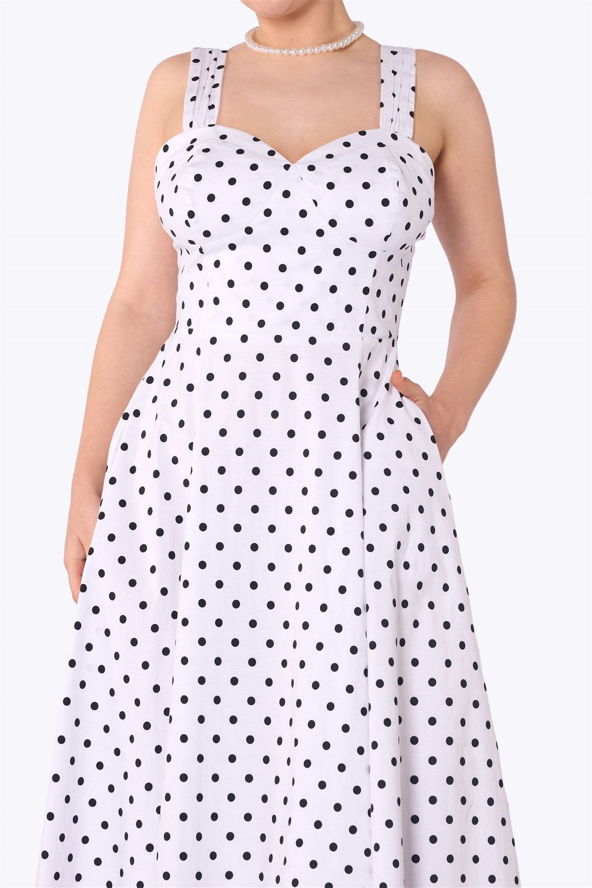 Noble White Polka Swing Dress