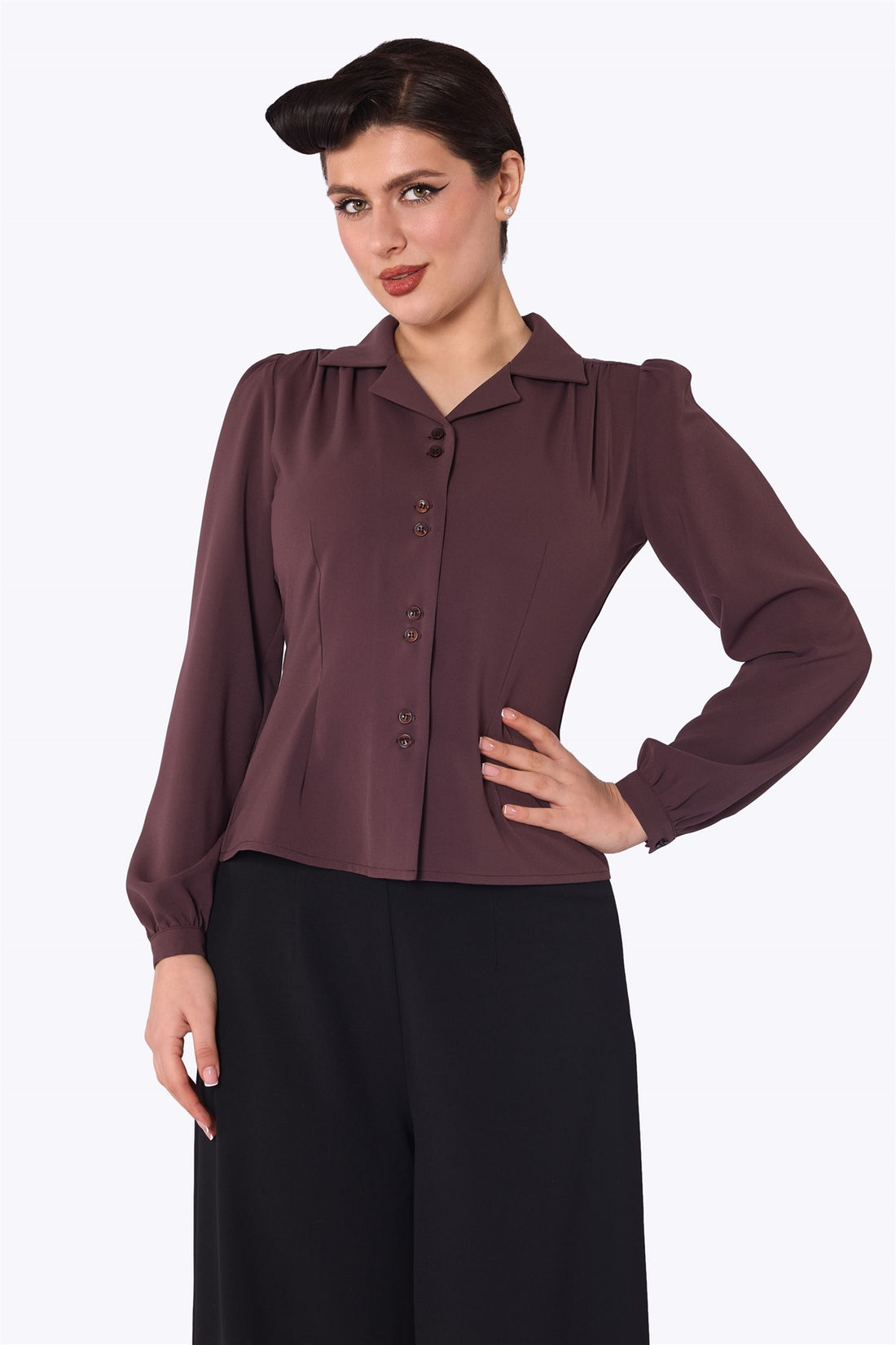 Pepper 40s Brown Blouse